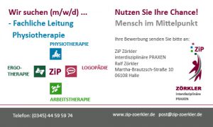 Gesucht wird ein Physiotherapeut/in für fachliche Leitung bei ZiP Zörkler in Halle